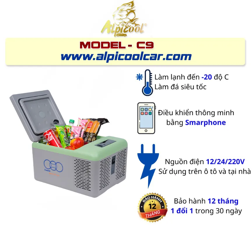 Tủ lạnh Ô tô 12-24V Alpicool C9 dung tích 9l