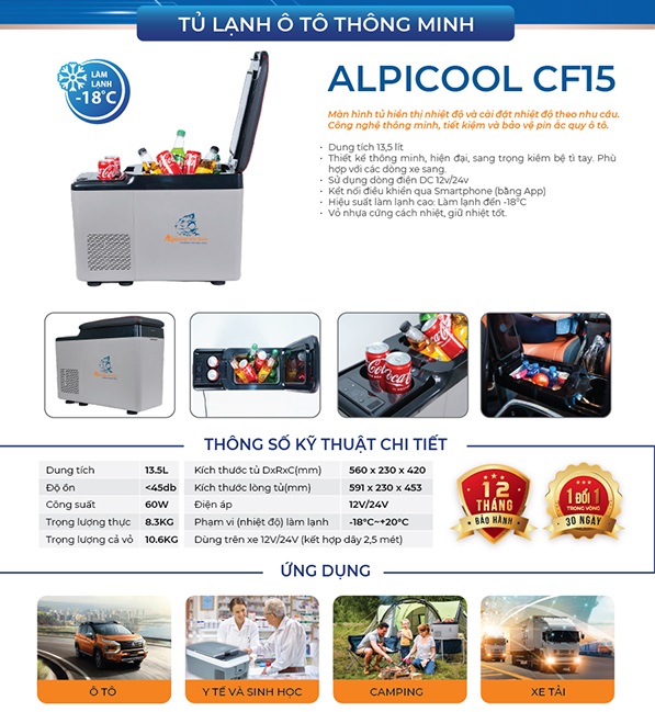 Tiện Ích của tủ lạnh Alpicool CF15