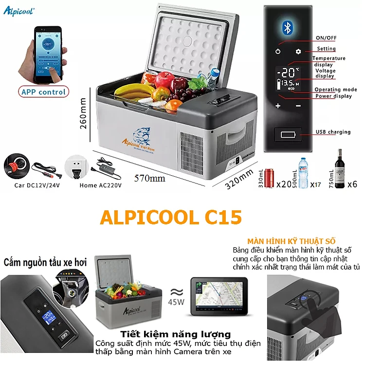 Tủ lạnh Alpicool 12-24V xe hơi