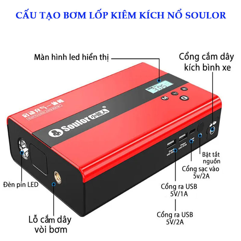 Thông tin sản phẩm bơm lốp kiêm kích bình ô tô