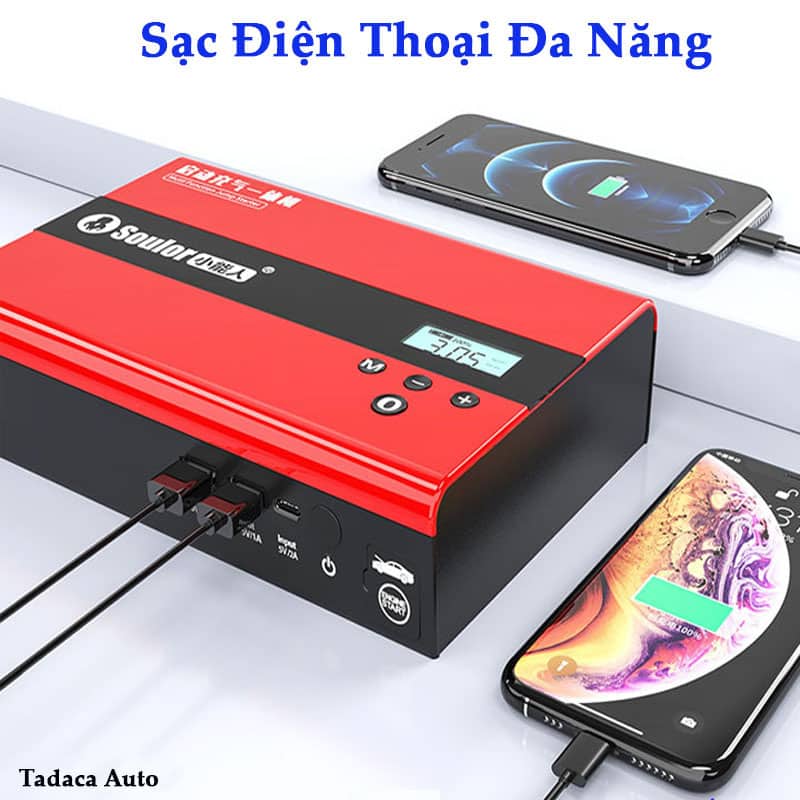 Bơm lốp kiêm kích bình ô tô soulor 12V