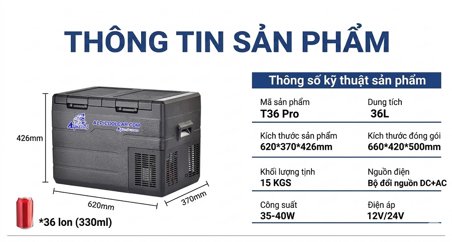 Ưu điểm nổi bật của tủ lạnh mini ô tô 12v T36 Pro